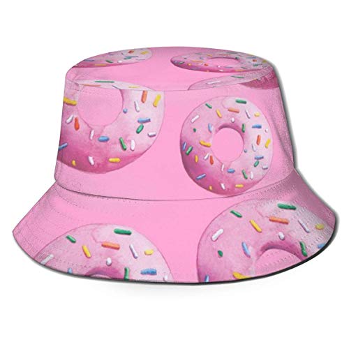 Sombreros de Cubo Transpirables con Parte Superior Plana Piñas Rosas en los Puntos Azules Sombrero de Cubo Divertido Unisex Sombrero de Pescador de Verano