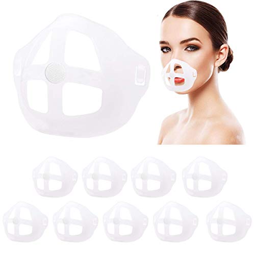Soportes 3D para Protector Facial Marco Interior Silicona para Respiración Cómoda Soporte de Protección para Pintalabios Lavable y Reutilizable, 10 Piezas