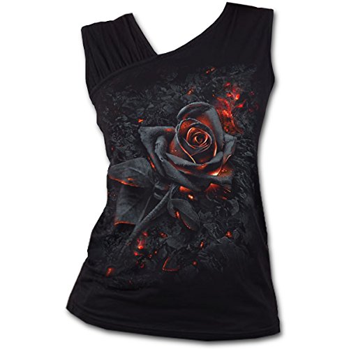 Spiral Direct Burnt Rose-Gathered Shoulder Slant Vest Top, Negro (Black 001), 48 (Talla del Fabricante: X-Large) para Mujer