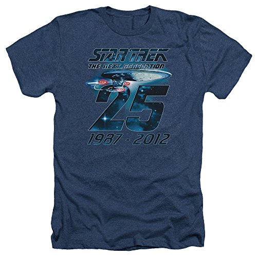 STAR TREK Enterprise 25 Adult T-Shirt Heather Navy XL