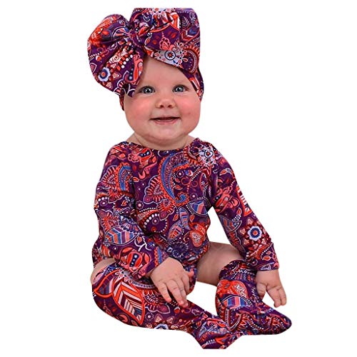 sunnymi – Conjunto de ropa para bebé, niña, 0 – 24 meses, 3 piezas, pelele + medias + cinta para la cabeza morado 9-12 Meses
