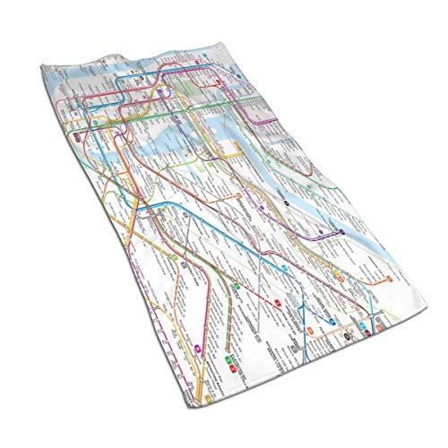 Toalla de mano suave de Nueva York mapa del metro toallas de baño para casa/playa/yoga 27.5 x 17.5 pulgadas