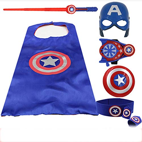 Towel Rings Escudo del Capitán América para Niños Jugando En La Carretera Máscara Juguete Capa Espada Escudo Halloween Conjunto De Placas Escudo Redondo Traje De Escudo Capitán América
