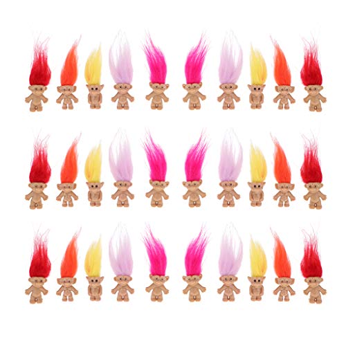 Toygogo 30 Pedazos Cromática Muñeca Lucky Troll Mini Figuras de Acción Juguete Decoración de Escritorio en Casa