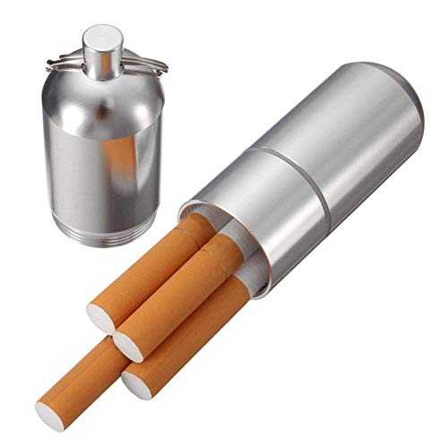 TrifyCore Mini pitillera de Aluminio Soporte con Llavero para Hombres, Resistente al Agua Bolsillo Redondo Cigarrillos Caja