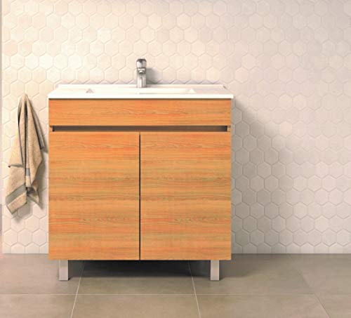 VAROBATH Mueble de baño de 2 Puertas con Lavabo de Ceramica - Modelo Luup (60 cms, Hera)