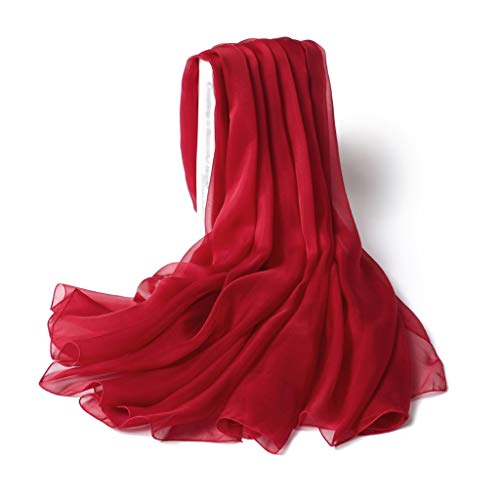 Yuanjiashop Bufandas Mujer Bufanda de Seda roja de Vino Sección Delgada Delgada Mantón Bufanda de Seda de Gusano de Seda Protector Solar Toalla de Playa Mantón (tamaño : 250x65cm)