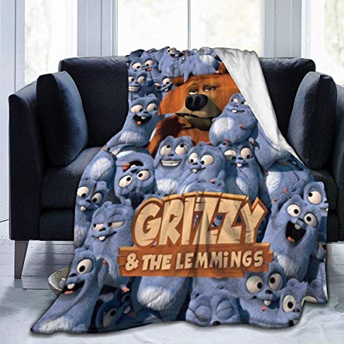 Yuantaicuifeng Mantas para Cama Sobrecama Grizzy and The Lemmings 1 Novelty Blanket Fleece Throw Blanket Super Soft Lightweight for Youth