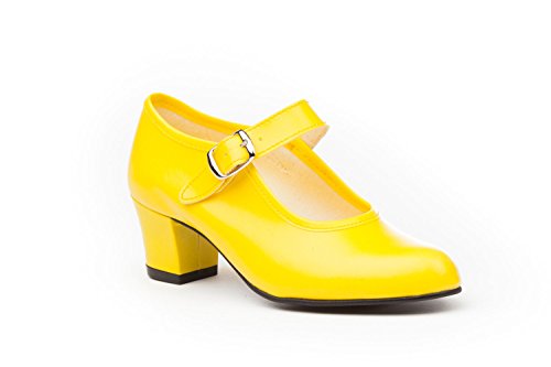 Zapatos Flamenca Para Niña y Mujer, Mod. 302, Calzado Made In Spain (38, Amarillo)