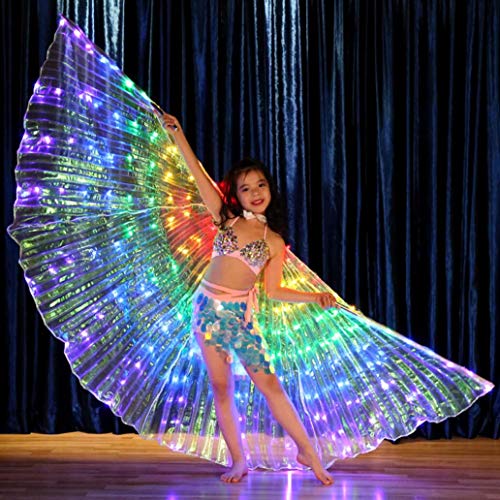 Z&X Apertura de Hadas para niños Baile para Danza del Vientre Alas de ISIS LED con Palos Barras-Alitas Luces de 172 LED Iluminan en el Escenario Prestaciones de desempeño - Aprobadas CE-Multicolor