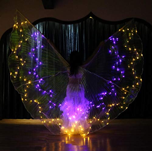 Z&X Dance Fairy Apertura Danza del Vientre Danza LED ISIS Wings con Palos Cañas-Wings 168 LED Luminous Light Up Stage Performance Props - Aprobado CE, FCC Certificación-Multicolor