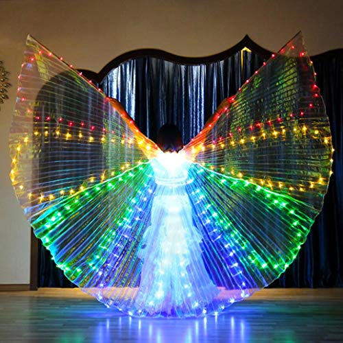 Z&X Dance Fairy Apertura Danza del Vientre Danza LED ISIS Wings con Palos Cañas-Wings 288 LED Luminous Light Up Stage Performance Props,Color