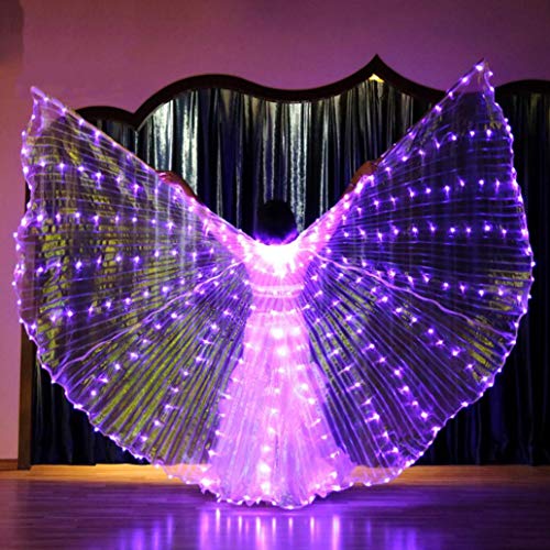 Z&X Dance Fairy Apertura Danza del Vientre Danza LED ISIS Wings con Palos Cañas-Wings 316 LED Luminous Light Up Stage Performance Props,Purple