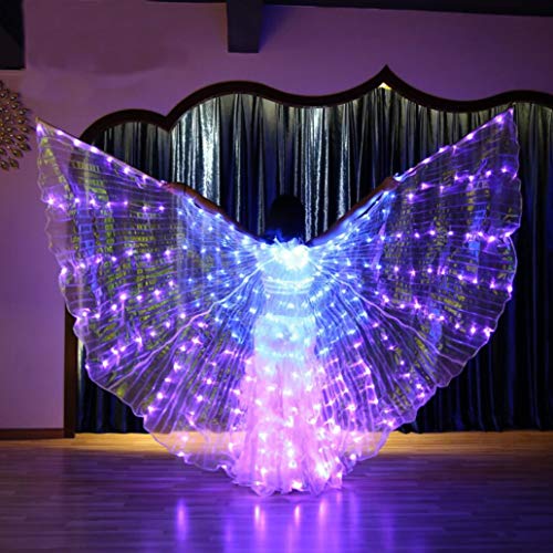 Z&X Dance Fairy Apertura Danza del Vientre Danza LED ISIS Wings con Palos Cañas-Wings 600 LED Luminous Light Up Stage Performance Props - Aprobado CE, certificación FCC-5 Modos