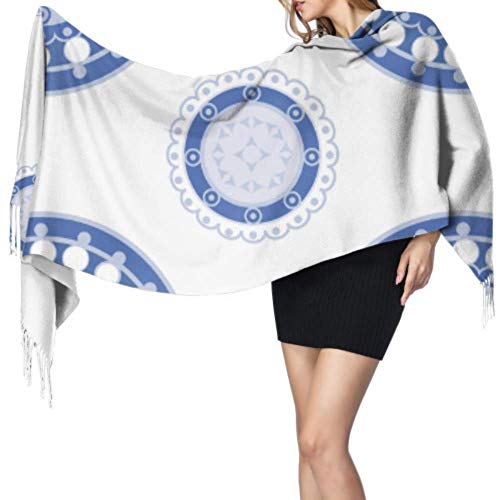 27"x77 Chal de abrigo para niños Chino antiguo Azul y blanco Porcelana Bufanda Envoltura Chal de abrigo para mujer Elegante manta cálida grande