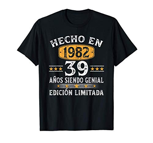 39 Años Cumpleaños Regalo Para Hombre Mujer Hecho En 1982 Camiseta