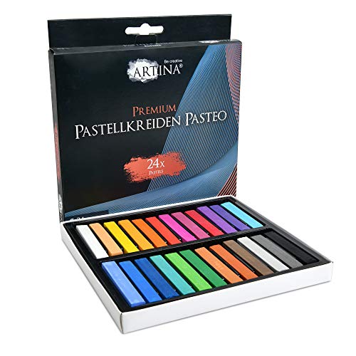 Artina Set de tizas Pastel Pasteo Master Series Soft Pastell - Colores Pasteles de Estudio - Set de 24 Colores con Caja