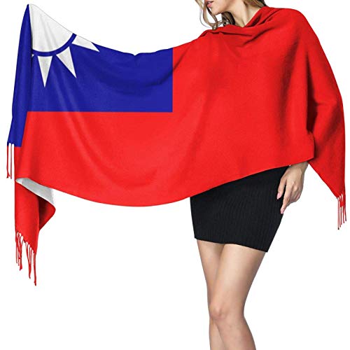 Bandera de Taiwán Banderas de la República de China Regalo de invierno suave y exquisito, bufanda con flecos de cachemira, bufanda cálida de invierno súper gruesa
