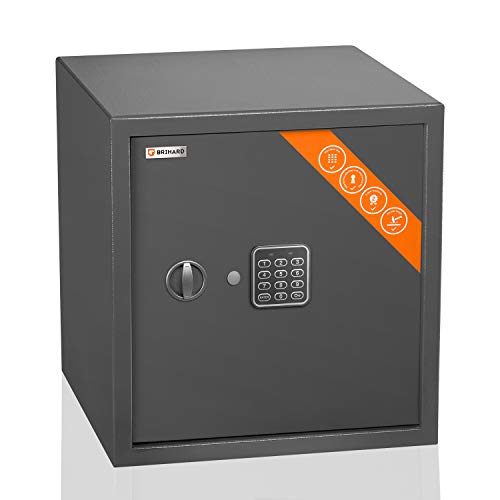 Brihard Business caja fuerte electrónica - 40x36x36cm Caja seguridad digital pantalla LED y estante extraíble - Caja fuerte seguridad oficina y hogar