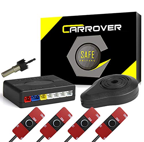 Car Rover Sensor Aparcamiento Kit 4 13mm Sensor Marcha Atras con Zumbador Bibi Alarma de Sonido (Negro)