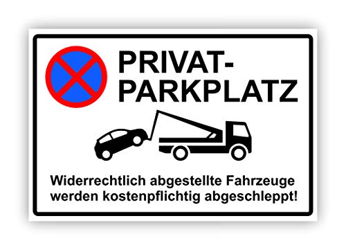 Cartel de aparcamiento privado – Warnung XXL – Priv-Parkplatz - Widerrechtlich abgestellte vehículos se van a pagar gastos de envío de la señal de advertencia placa de espuma dura estable