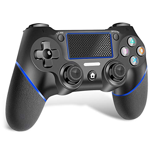 CHEREEKI Mando para PS4, Mando Inalámbrico para PS4 / PS4 Pro / PS4 Slim, con Pantalla Táctil de Vibración Dual de Seis Ejes, Compatible con Playstation 4 (Azul)