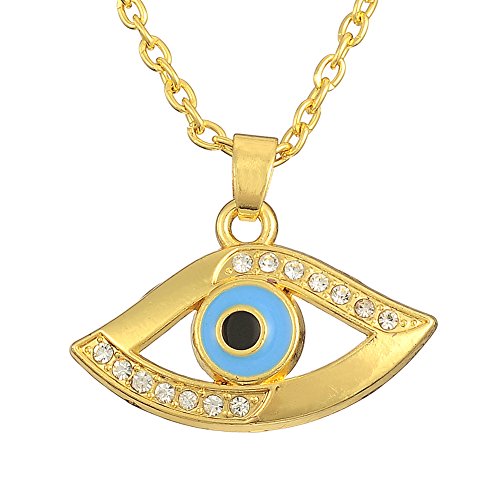 Dawapara Colgante de cristal de la buena suerte de color dorado antiguo ojo egipcio de Horus, joyería de regalo para mujer