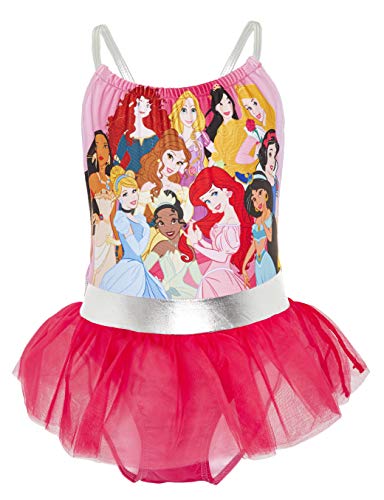 Disney Bañador para Niña Princesas, Pieza Frozen 2 Anna y Elsa, Jasmine, La Cenicienta, Rapunzel, Bella, La Sirenita Ariel, Regalos para Niñas 2-10 Años (4-5 años, Rosa)