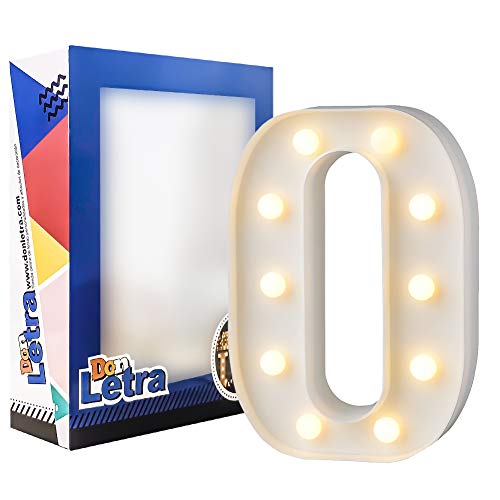 DON LETRA Letras Luminosas Decorativas con Luces LED, Letras del Alfabeto A-Z, Altura de 22cm, Color Blanco - Letra O