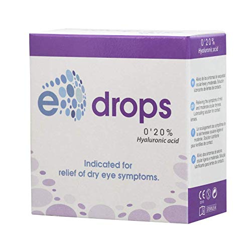 E-Drops Monodosis, Elentillas, Gotas Oculares Humectantes, Ácido Hialurónico, Calma Ojos Secos, 20 ampollas de 0.4 ml