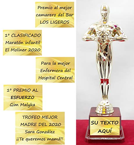 Estatuilla Tipo Óscar para Personalizar y Regalar en Ocasiones Especiales, Trofeo Personalizado. Med.24,7 cm