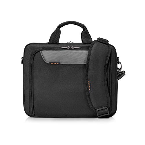 Everki Advance - Bolsa portátil para notebooks de hasta 35.8 cm (14.1 pulgadas) con compartimento para accesorios, forro interior de alto contraste y pestaña de carro, negro