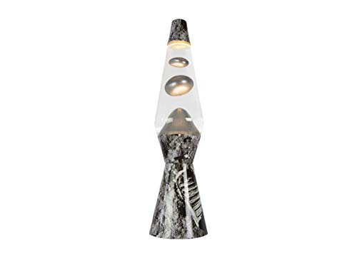 Fisura LT0817 Lámpara de Lava Original y Pequeña de Metal con Líquido Transparente Magma Gris con un Diseño de Efecto Luna 50 Aniversario de la Llegada del Hombre a la Luna, 40 cm de alto