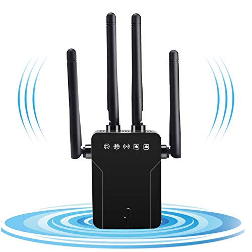 GOBRAN Repetidor WiFi 1200Mbps,Extensor de WiFi Doble Banda 2.4GHz y 5GHz,Amplificador de WiFi con Puerto Ethernet,4 Antenas Externas,Ap/Repeater/Router/Cliente Modos,Cubra la señal hasta 200m²