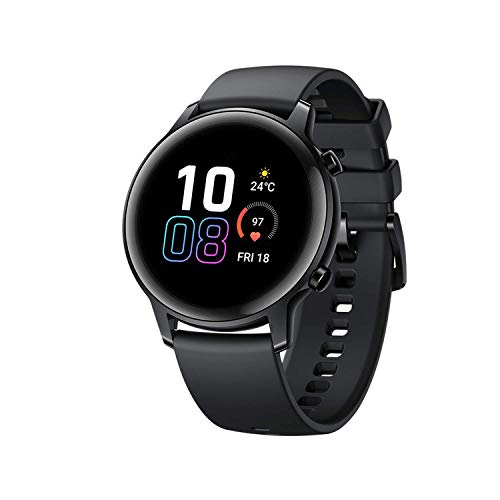 Honor Reloj inteligente Magic Watch 2 de 42 mm, rastreador de fitness, Spo2, monitor de frecuencia cardíaca y estrés, para Android iOS 5 GPS, impermeable, color negro