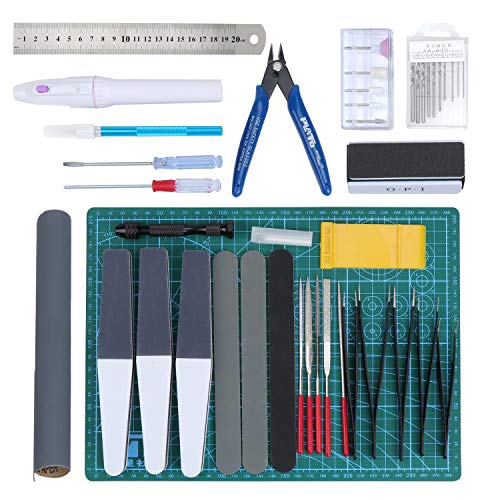 HSEAMALL Kit de herramientas de modelo Gundam, 33 piezas, herramientas básicas de modelado y juego de manualidades para reparación y fijación de modelos.