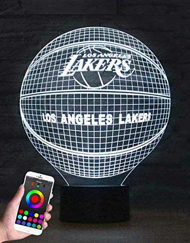 LVDOI Nueva lámpara de ilusión óptica 3D teléfono aplicación Bluetooth control remoto luz nocturna inteligente Halcón Milenio decoración lámpara de juguete para niños regalo (Lakers)