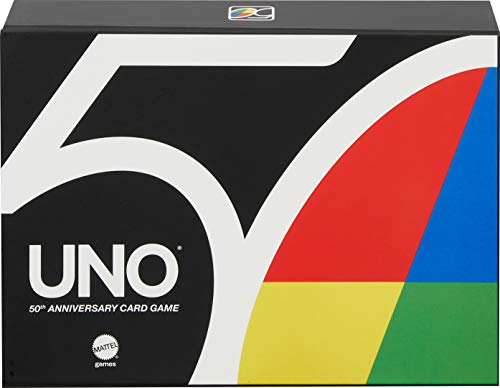 Mattel Games Juego de cartas UNO 50 aniversario, juego de mesa con acabado premium (Mattel GXJ94)
