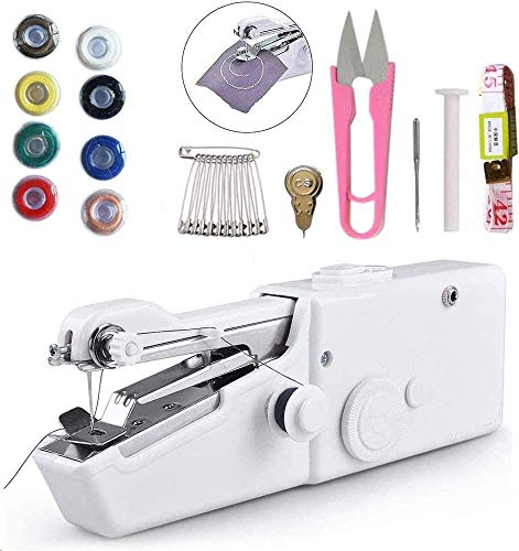 Mini máquina de coser, máquina de coser a mano portátil de puntada eléctrica con accesorios de costura, herramienta eléctrica portátil para el hogar para tela