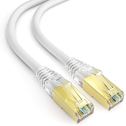 mumbi 28527 Cat.8 F/FTP Raw Cable de Red Ethernet LAN Patch con conectores RJ-45 1.50m, blanco