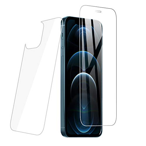 PaceBid 2 Pack [Delantero y Trasero] Protector de Pantalla Compatible con iPhone 12, [Dureza 9H] [Anti-Arañazos] [Anti-Huellas] Cristal Vidrio Templado Premium para iPhone 12