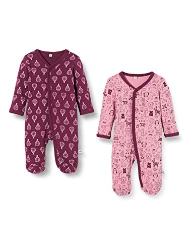 pippi 2er Pack Baby Schlafanzug Aufdruck, Langarm Mit Füßen Pijama, Morado (Lilac 600), 68 para Bebés
