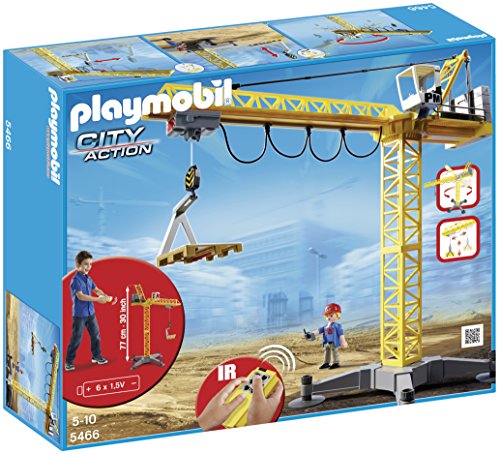 Playmobil Construcción - Grúa con Radio Control , Juguete Educativo , Amarillo, 60 x 15 x 50 cm, (5466)