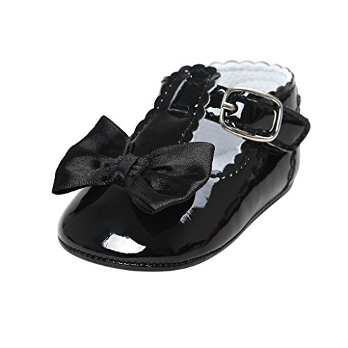 Primeros Zapatos para Caminar,Auxma Zapatos de bebé, Zapatos Antideslizantes del Bowknot de los bebés (12cm(6-12M), Negro)
