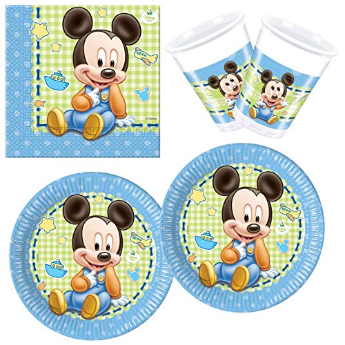 Procos 10108563B - Set para Fiesta Infantil - Disney Baby Mickey, tamaño S, 37 Piezas