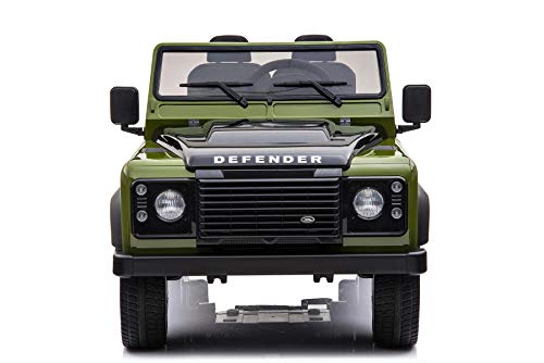 RIRICAR Coche de Juguete eléctrico, Land Rover Defender, con Licencia, Radio con Entrada USB / TF, Control Remoto de 2,4 GHz, batería 2 x 12V / 7AH, 4 X Motor