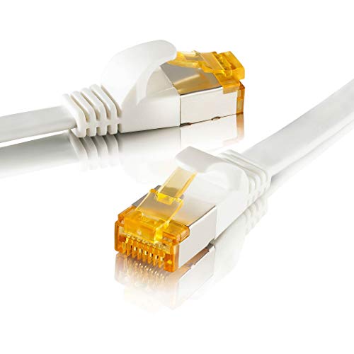 SEBSON Cable de Red Ethernet 30m Cat 7 Plano, LAN Patch Cable, 10Gbps, U-FTP apantallado, Conector RJ45 para Router, Ordenador, Módem, TV