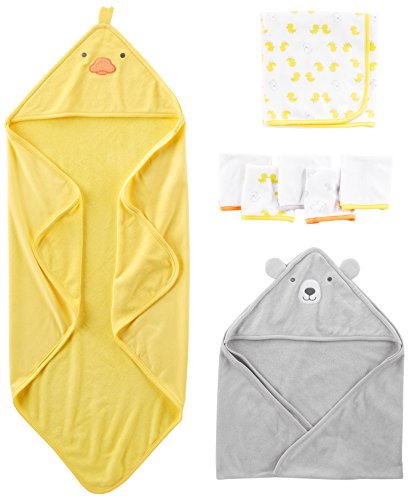 Simple Joys by Carter's Baby - Juego de toallas y paños (8 piezas) ,Amarillo/Gris ,One Size