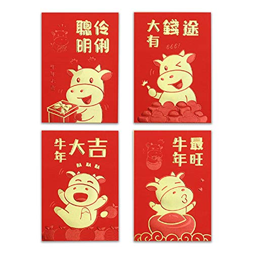 Sobres rojos chinos, 16 unidades, año 2021, año nuevo chino, Hong Bao, festival de primavera, buena suerte, dinero Hong Bao, paquete de regalo para fiestas de primavera, bodas, cumpleaños