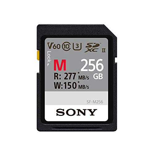 Sony Tarjeta de Memoria de 256 GB, Serie SF-M Uhs-II SD, CL10, U3, MAX R277MB/S, W150MB/S SF-M256/T2